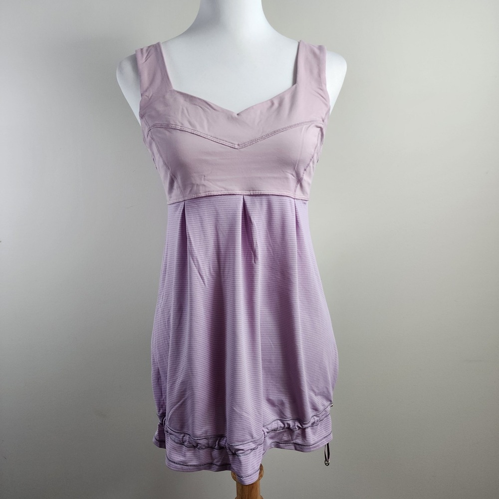 Lululemon No Limit Tank Top Womens 6 Dot Purple Layered Yoga Athletic Drawstring